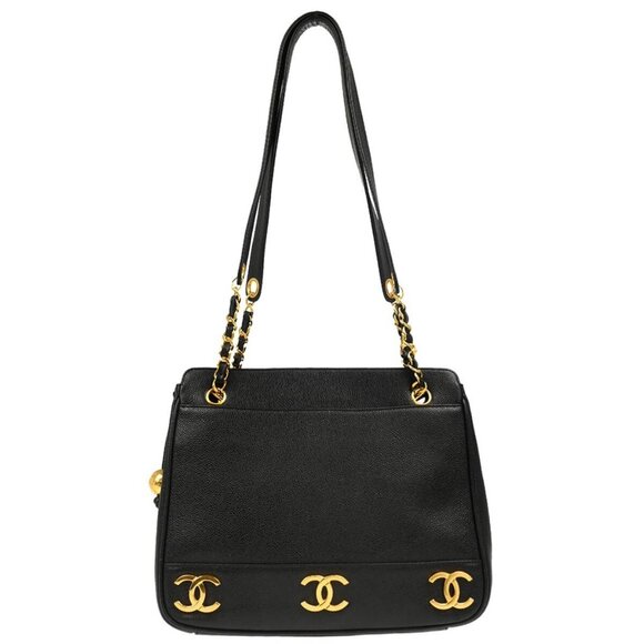Chanel Black Calfskin Triple CC Shoulder Tote Bag 184873 - Picture 1 of 11